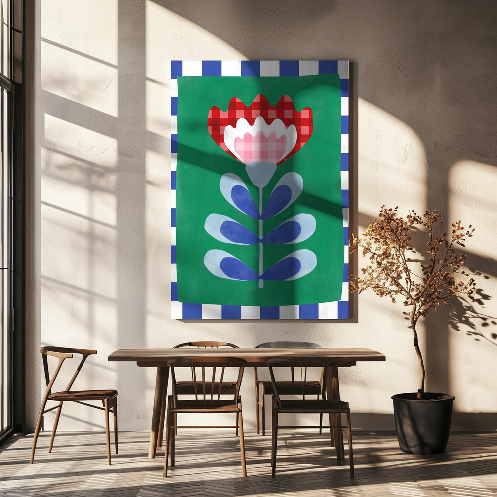 Blumenmuster mit kräftigen geometrischen Formen | Leinwand