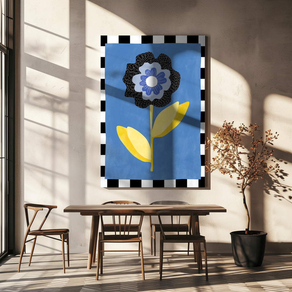 Blume mit blauem und schwarzem Blütenblatt | Leinwand