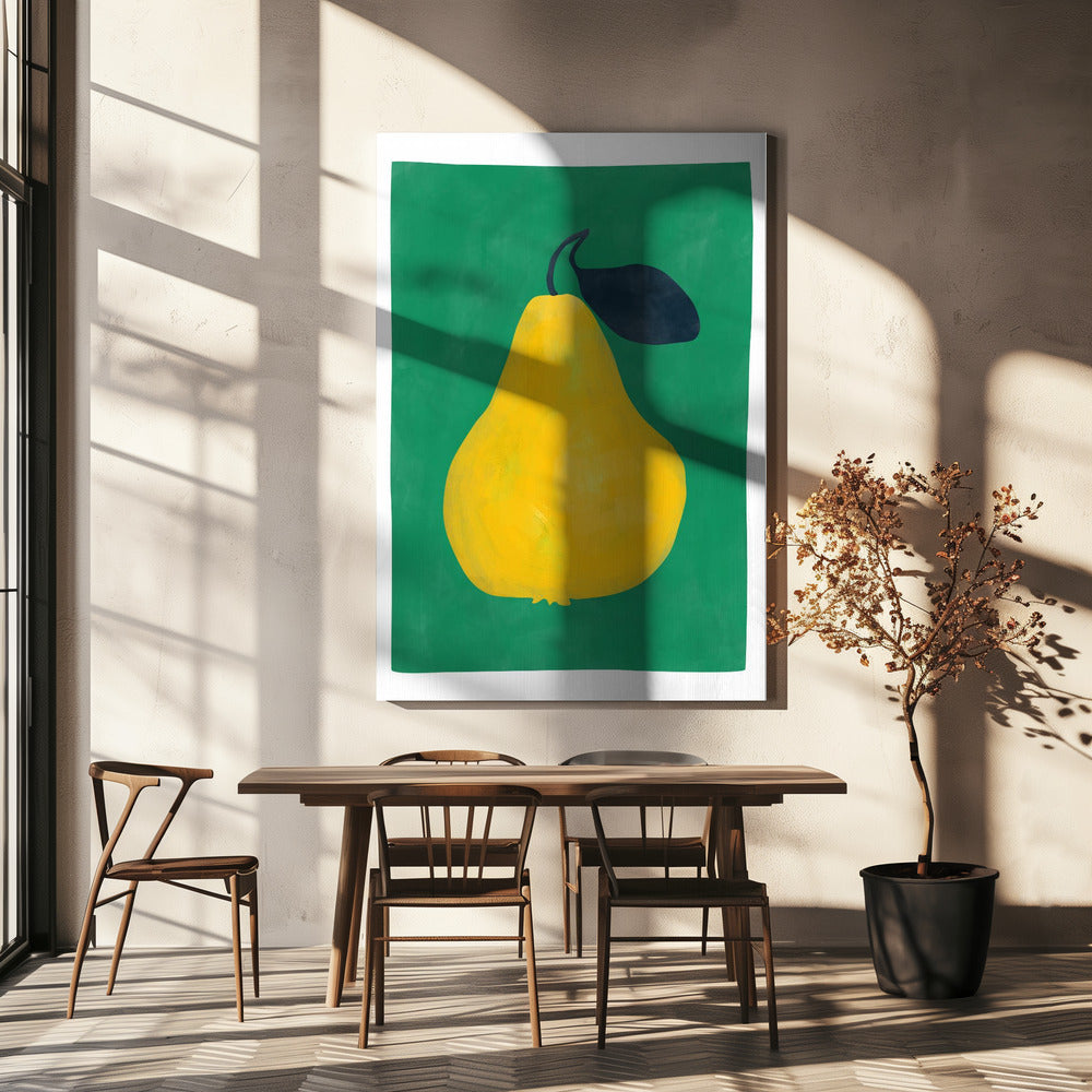 Minimalistische gelbe Birne | Leinwand