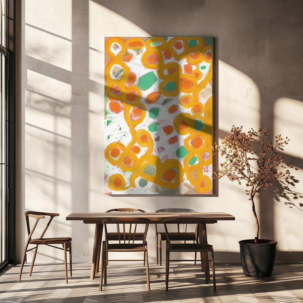 Orange und grüne Kreise | Leinwand