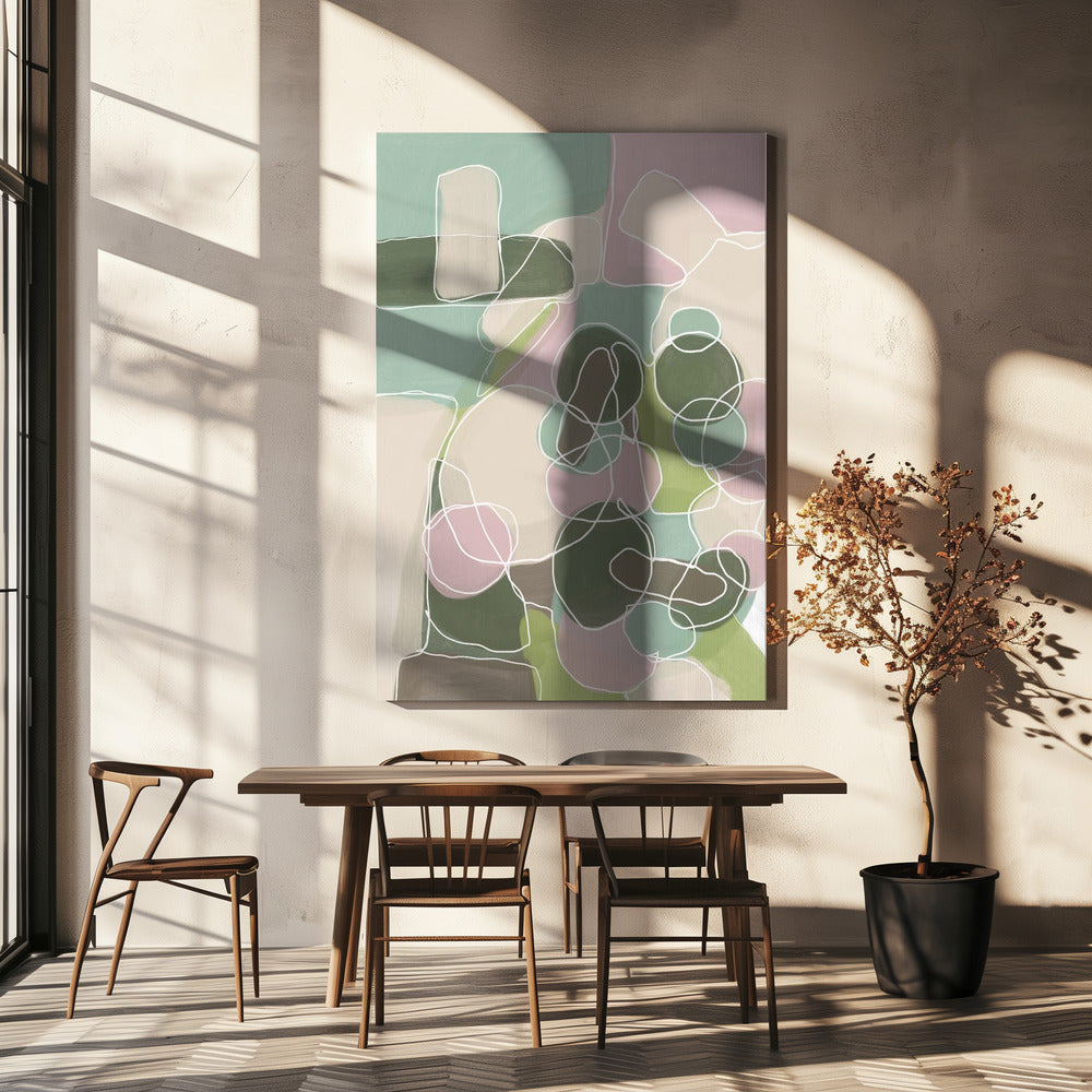 Abstraktes Grün und Pink | Leinwand