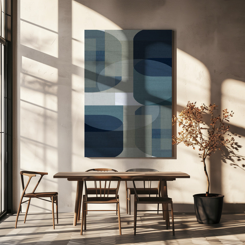 Gewebte blaue Schichten 5 | Leinwand