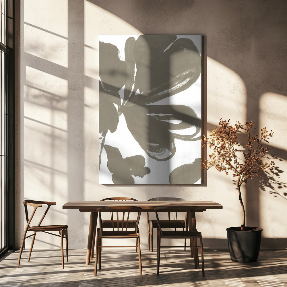 Riesiges Taupe-Blumenmuster 1 | Leinwand