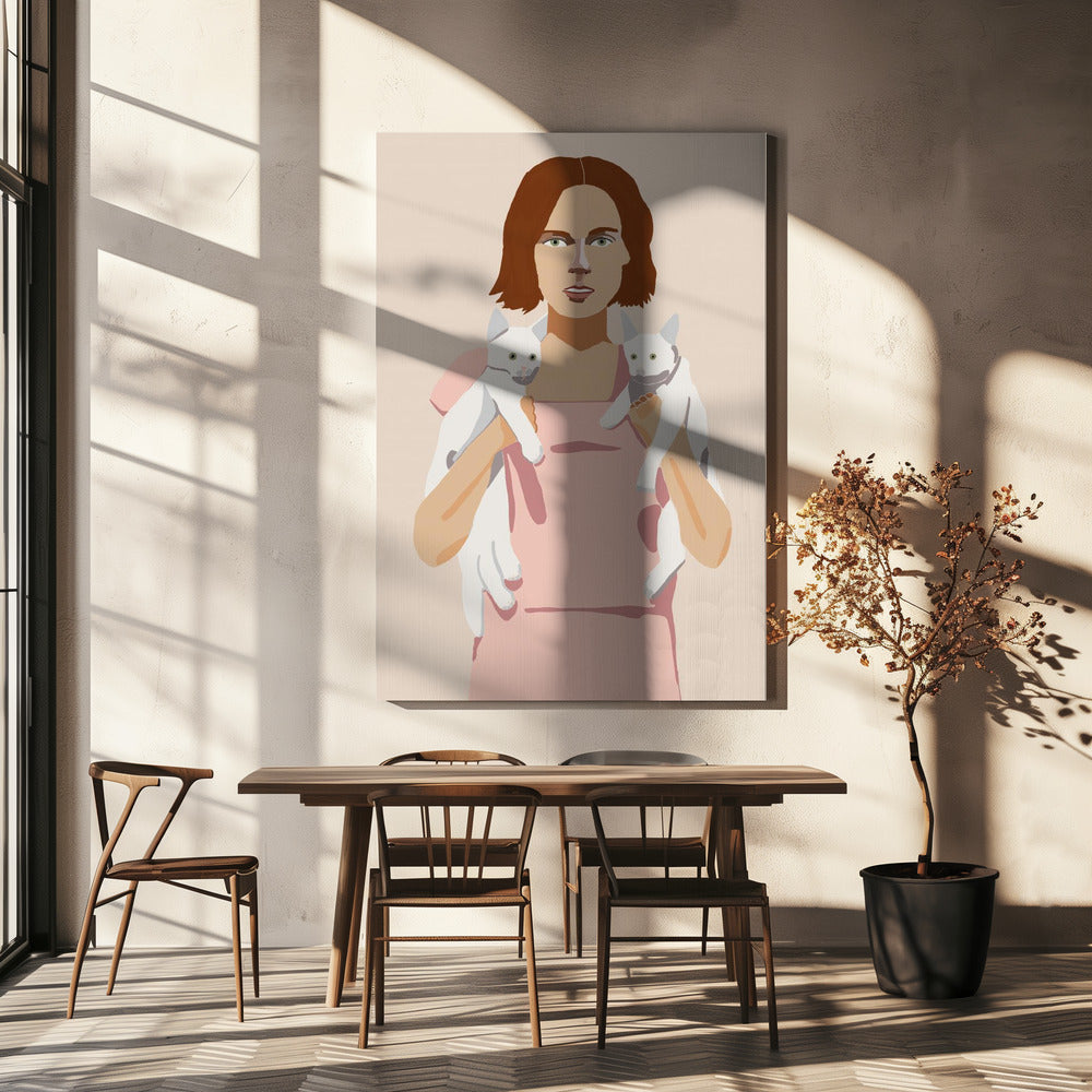 Lady with Kittens | Canvas