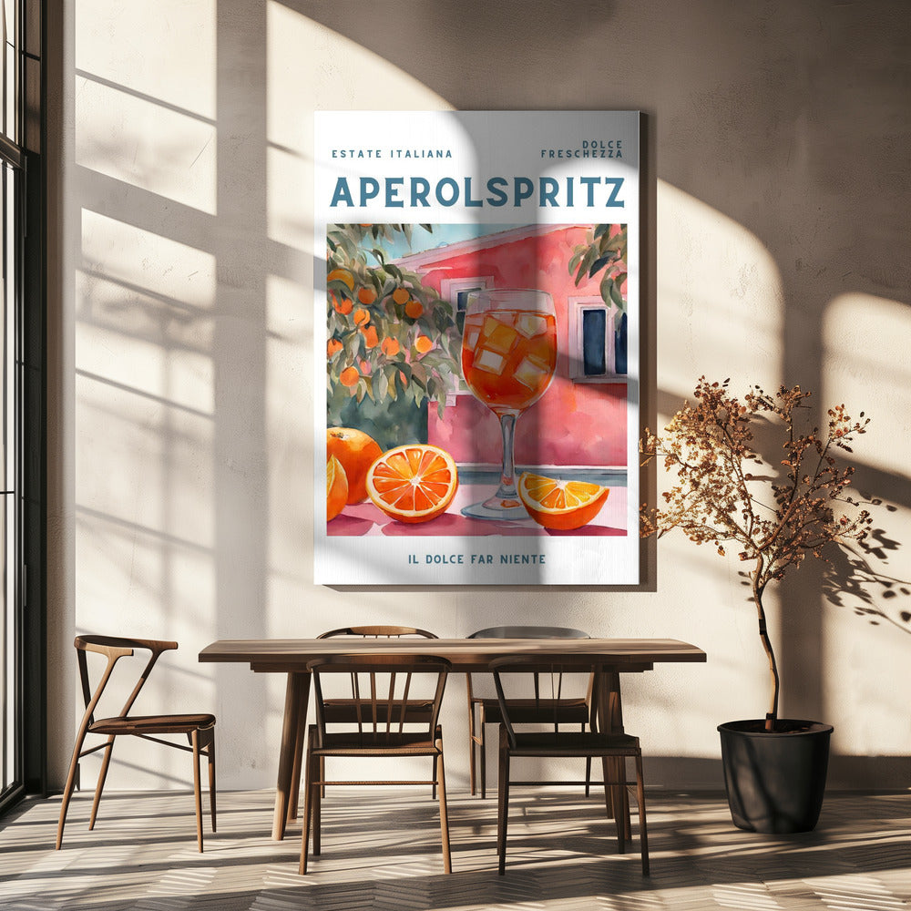 Aperol Spritz, Aquarell, Fresh | Leinwand