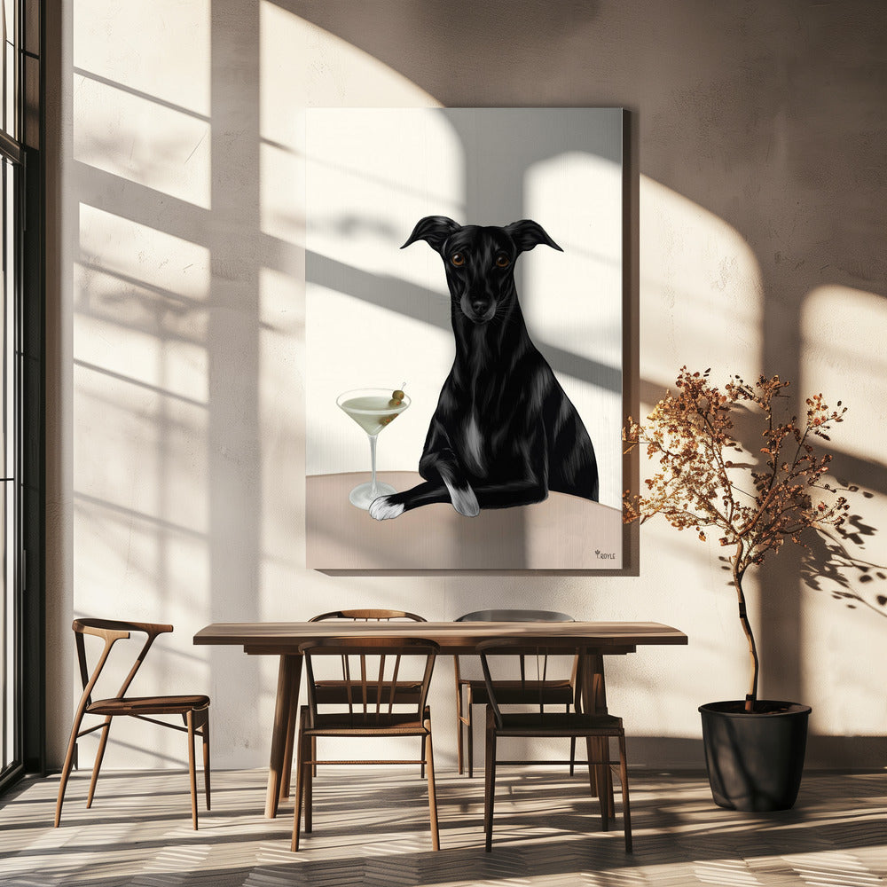 Edler Windhund mit Martini | Leinwand