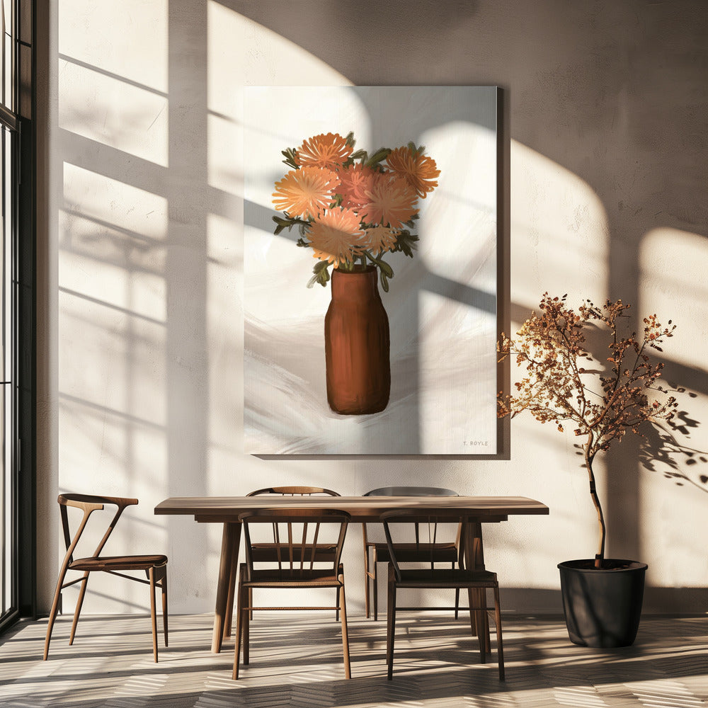 Blumenvase in Pfirsich | Leinwand