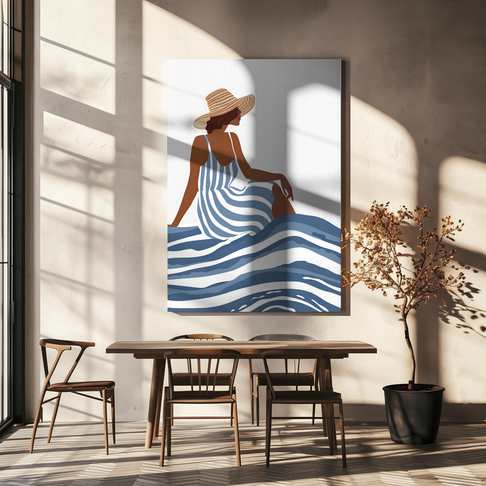 Das Mädchen im gestreiften Kleid | Leinwand