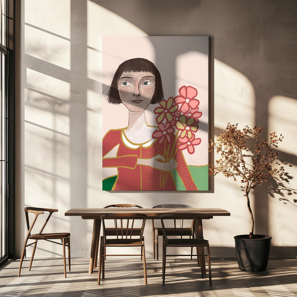 Frau mit Blumen | Leinwand