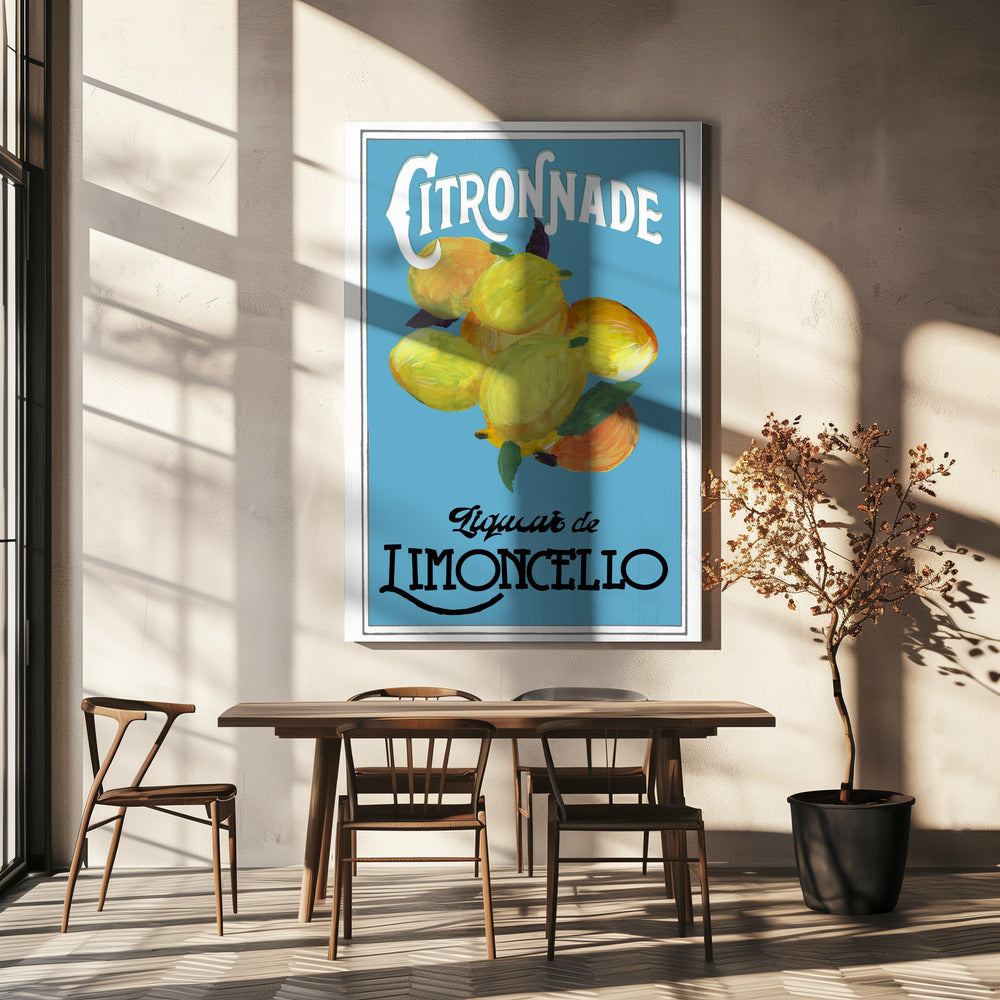 Citronnade Limoncello auf Blau und Schwarz | Leinwand