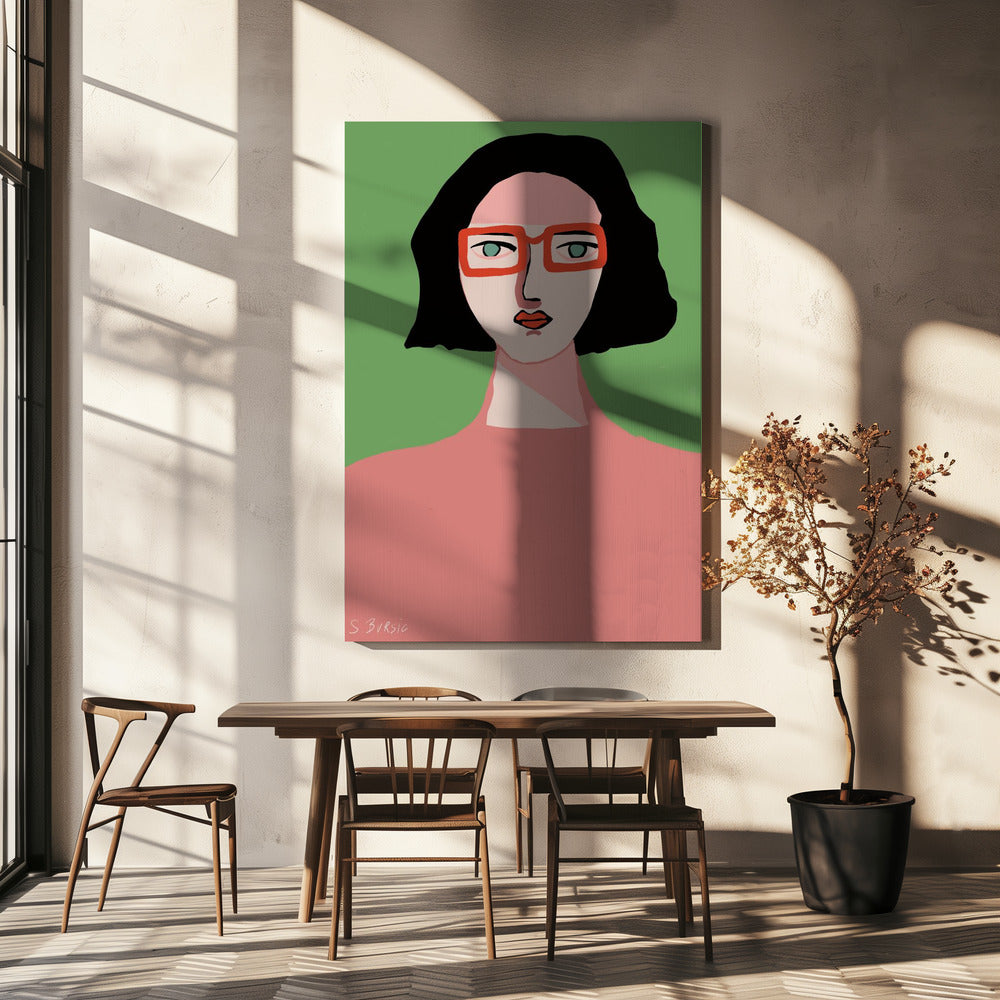 Dame mit roter Brille | Leinwand
