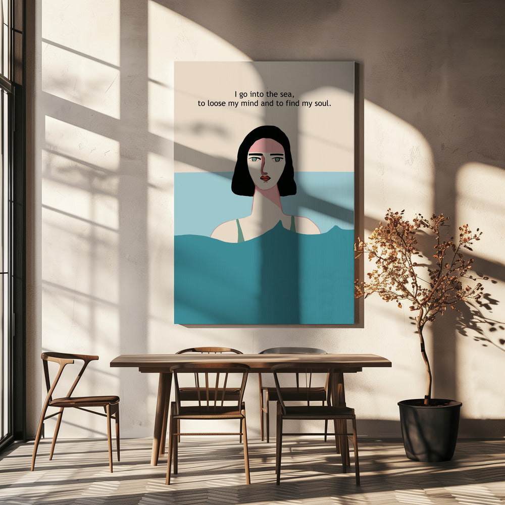 Ozean SCHWIMMER MIT TEXT | Leinwand