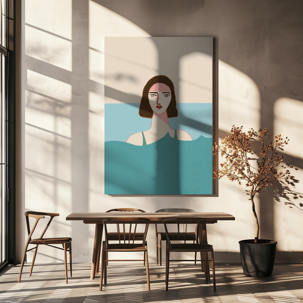 Ozeanschwimmerin Brünette | Leinwand