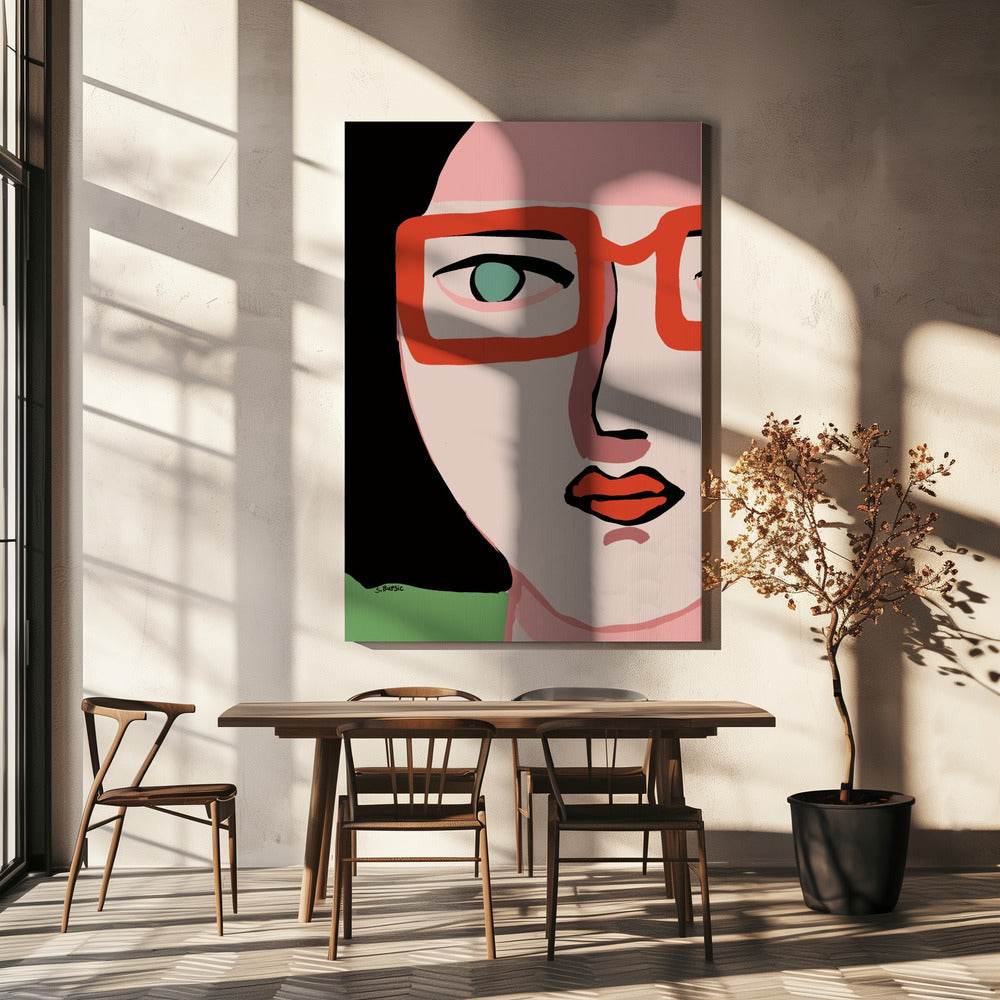 Dame mit roter Brille | Leinwand