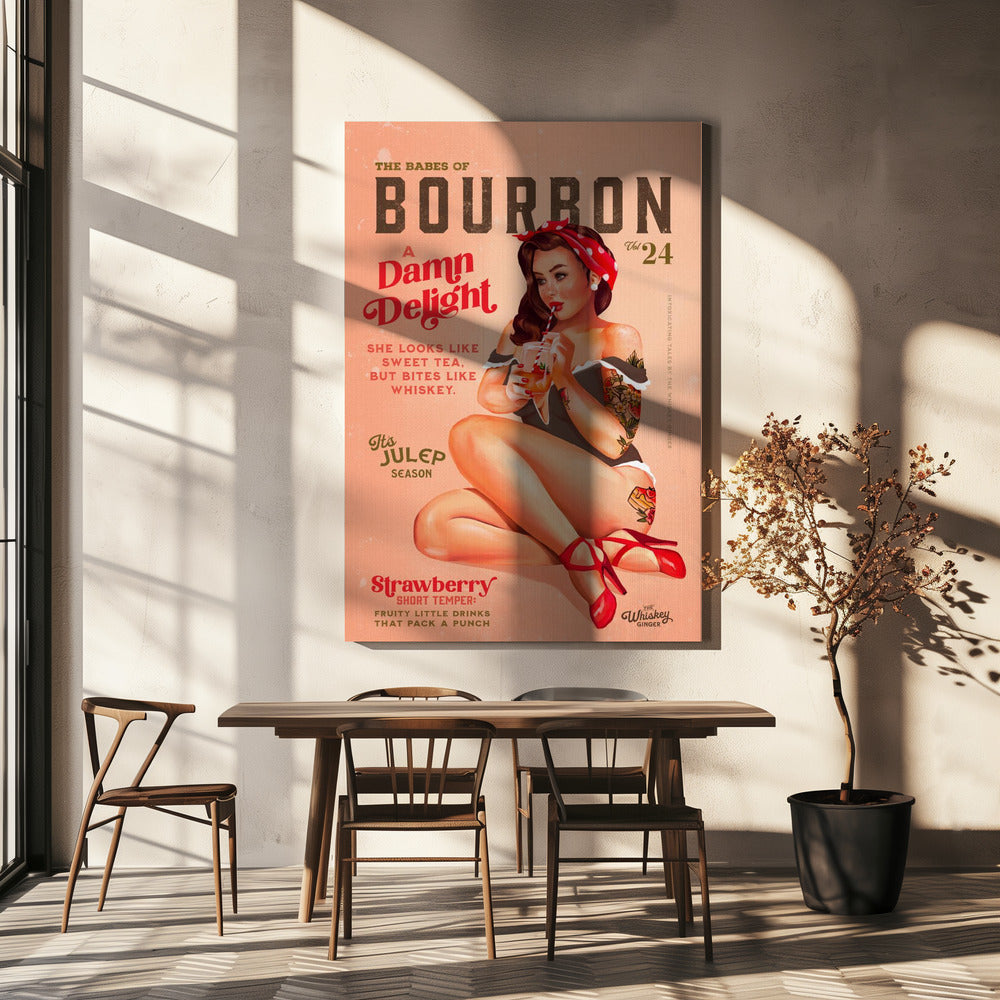 Bourbon Babes Vol 22 Vintage Pinup Girl trinkt einen Cocktail | Leinwand