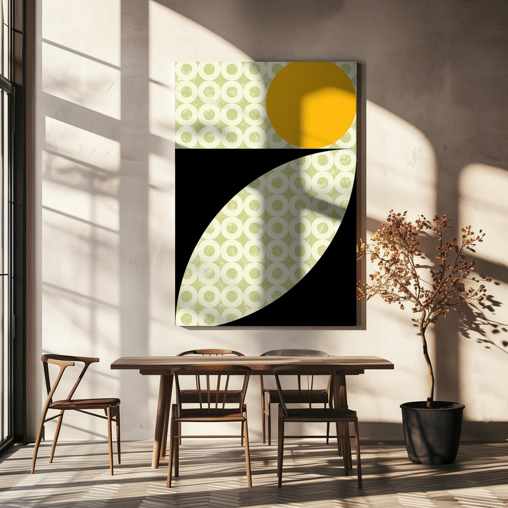 Geometrische Formen mit einem kräftigen gelben Kreis | Leinwand