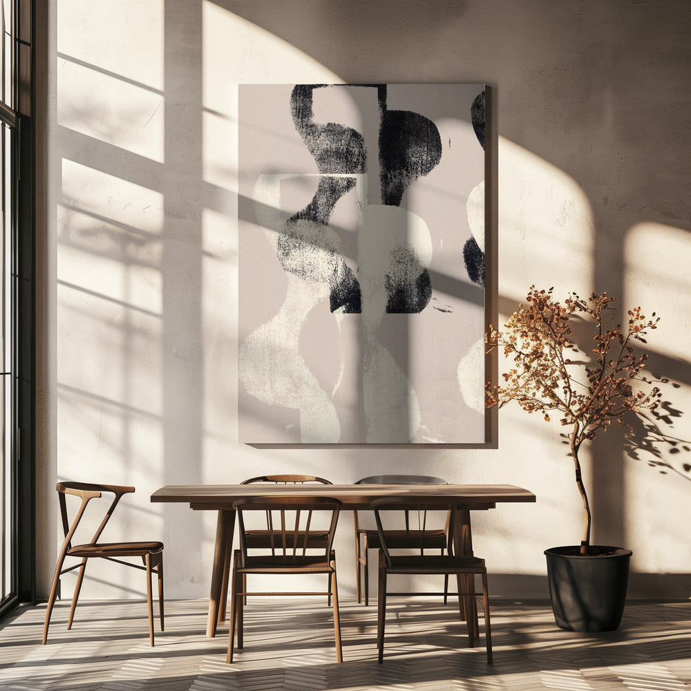 Tango – Organische Formen in Schwarz und Beige | Leinwand