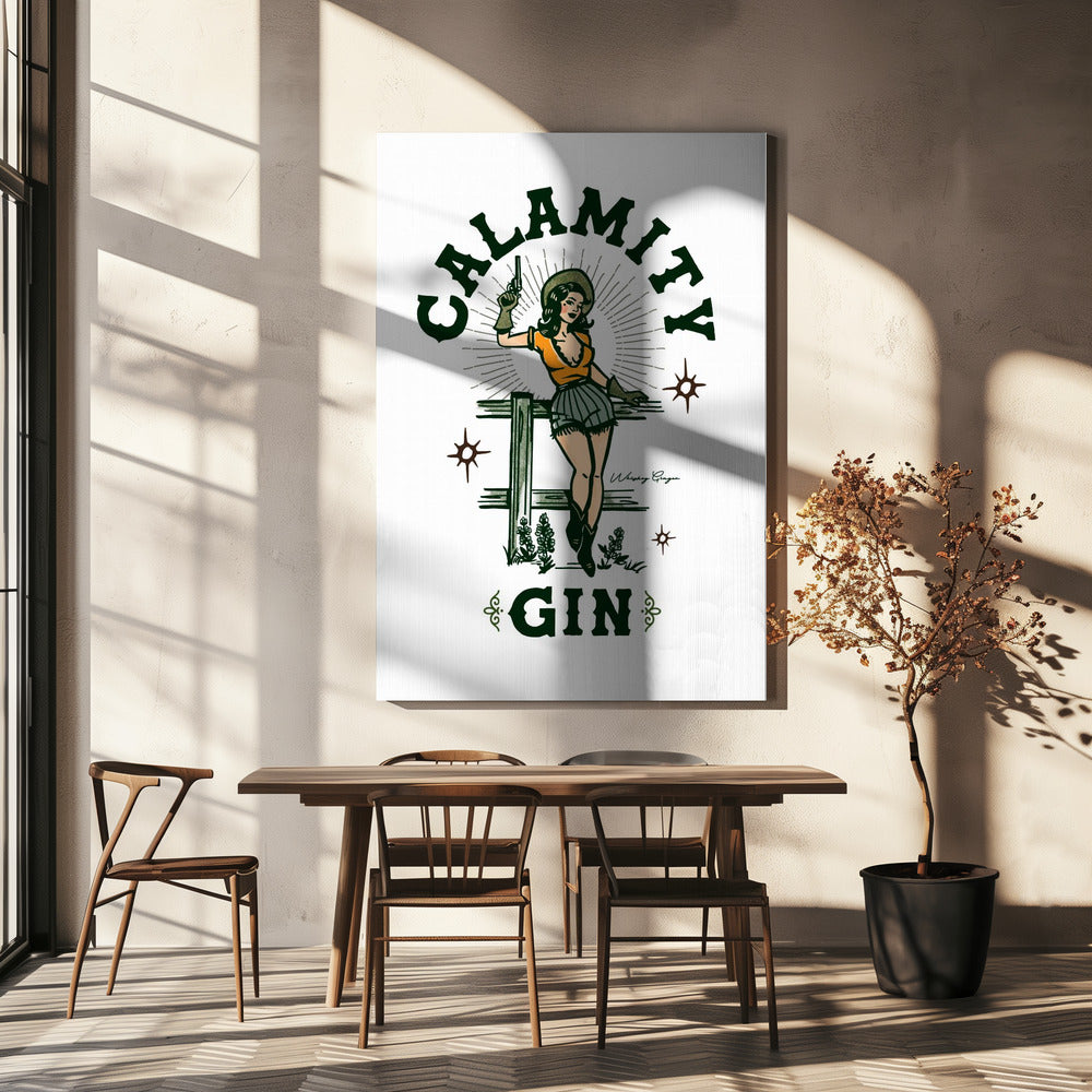 Calamity Gin Lustige Retro Western Cowgirl Kunst | Leinwand