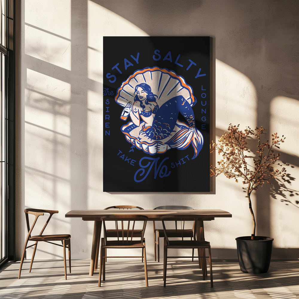Stay Salty Siren Lounge Pin-Up Meerjungfrau | Leinwand