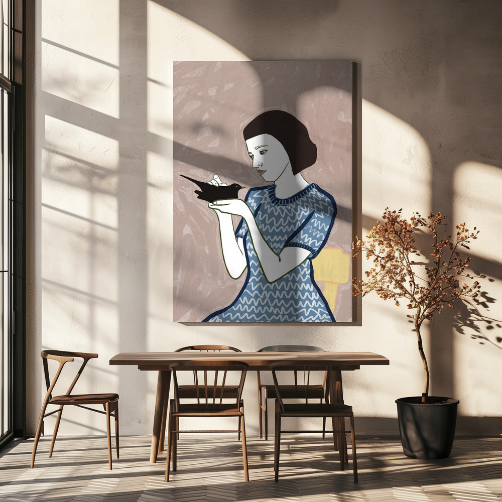 Bird lady sitting | Canvas