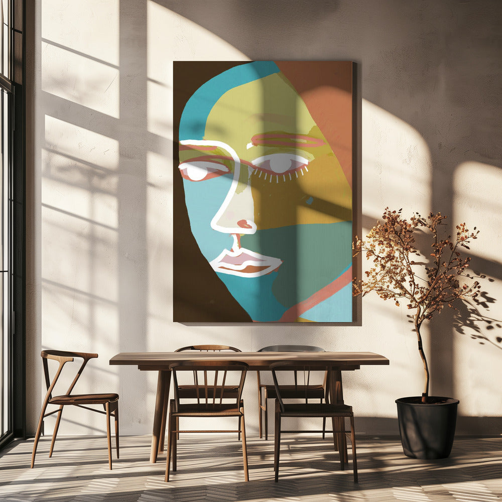 Abstraktes Liniengesicht | Leinwand