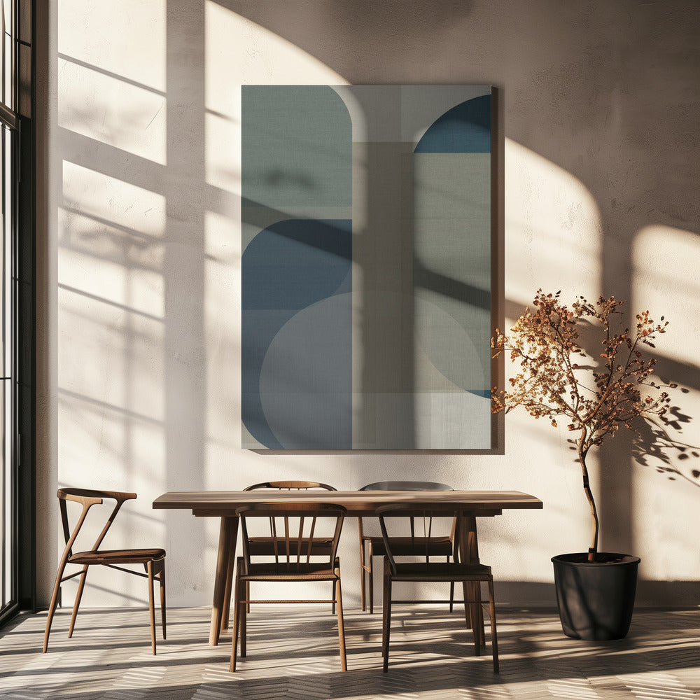Gewebte blaue und neutrale abstrakte Schichten 2 | Leinwand