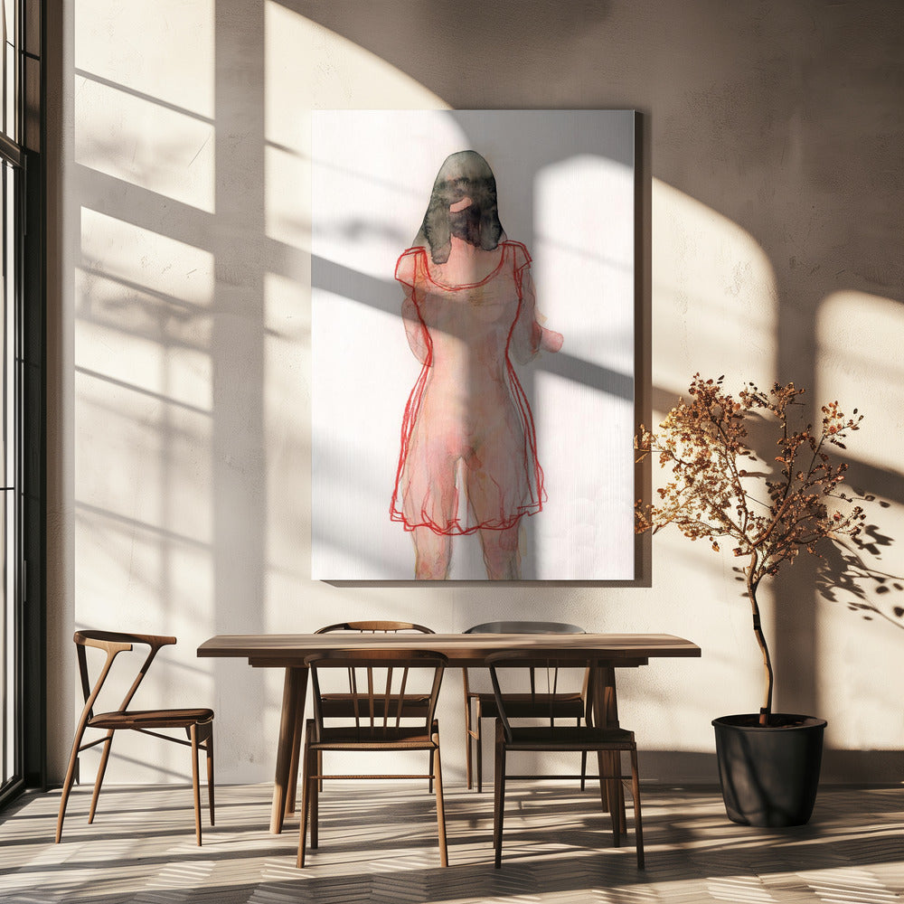 Figurenstudie (rotes Kleid) | Leinwand