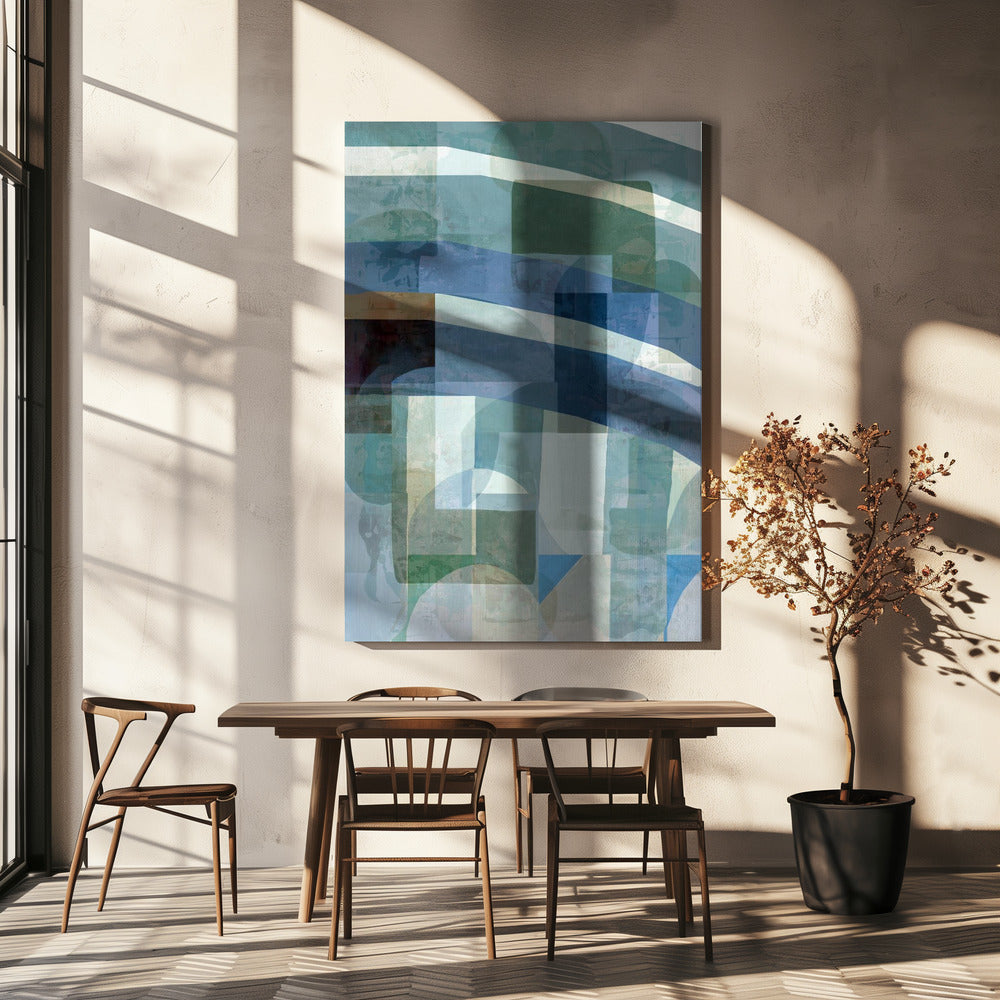 Abstrakte blaue und neutrale Formen 1 | Leinwand