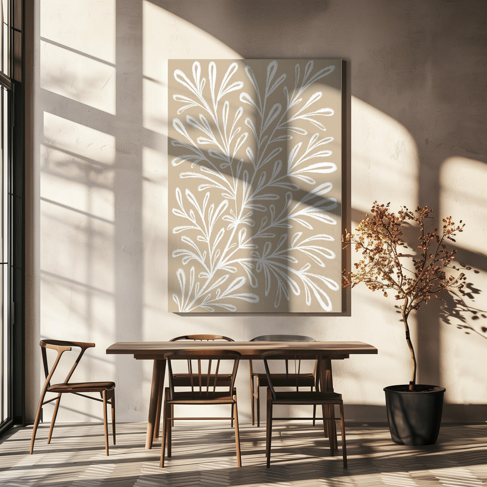 Beige Weiße Pflanze | Leinwand