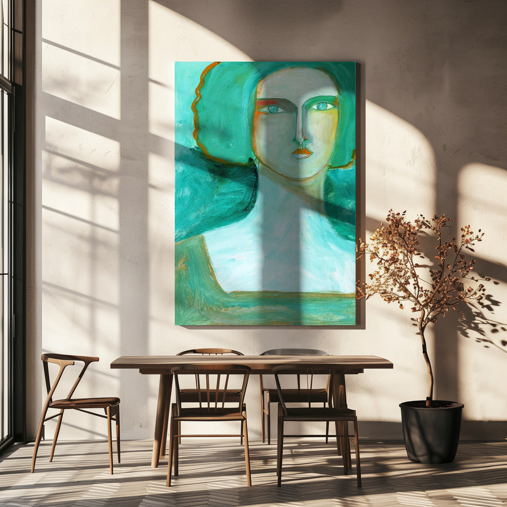 Green Girl Dreaming of the Sea | Canvas