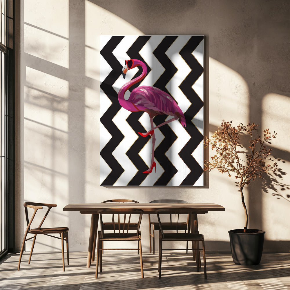 Flamingo Heels Zickzack | Leinwand
