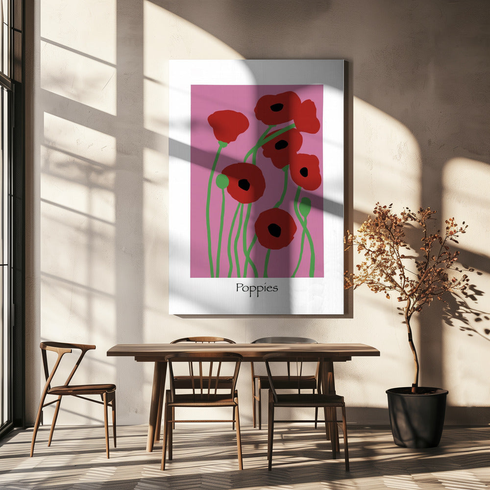 Mohnblumen rosa und rot | Leinwand