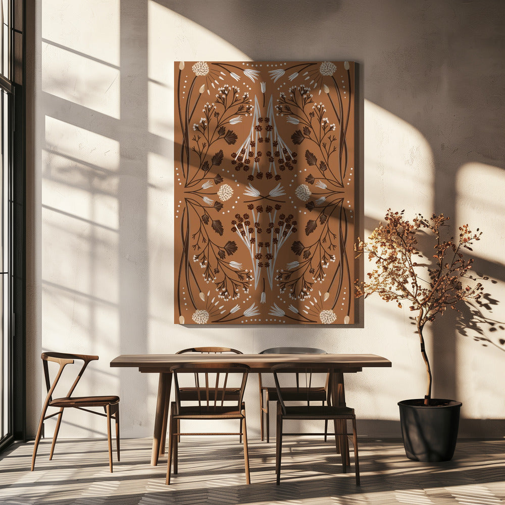 Folk Mirrored Botanicals - Erdtöne | Leinwand