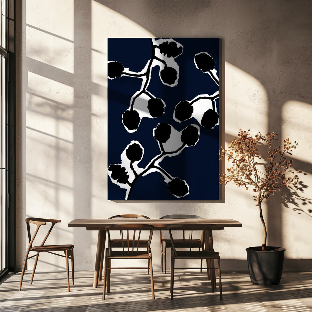 Schwarze Blumensilhouette 2 | Leinwand