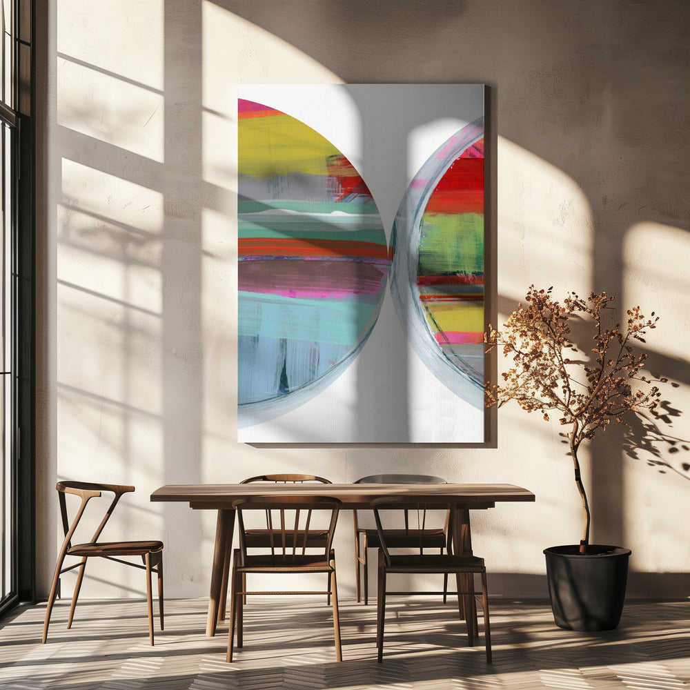 Abstract Stripes & Circles No 2 | Canvas