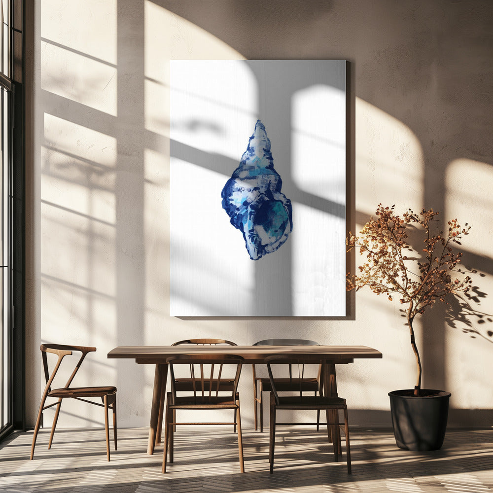 Blue Seashell On White Background No 2 | Canvas