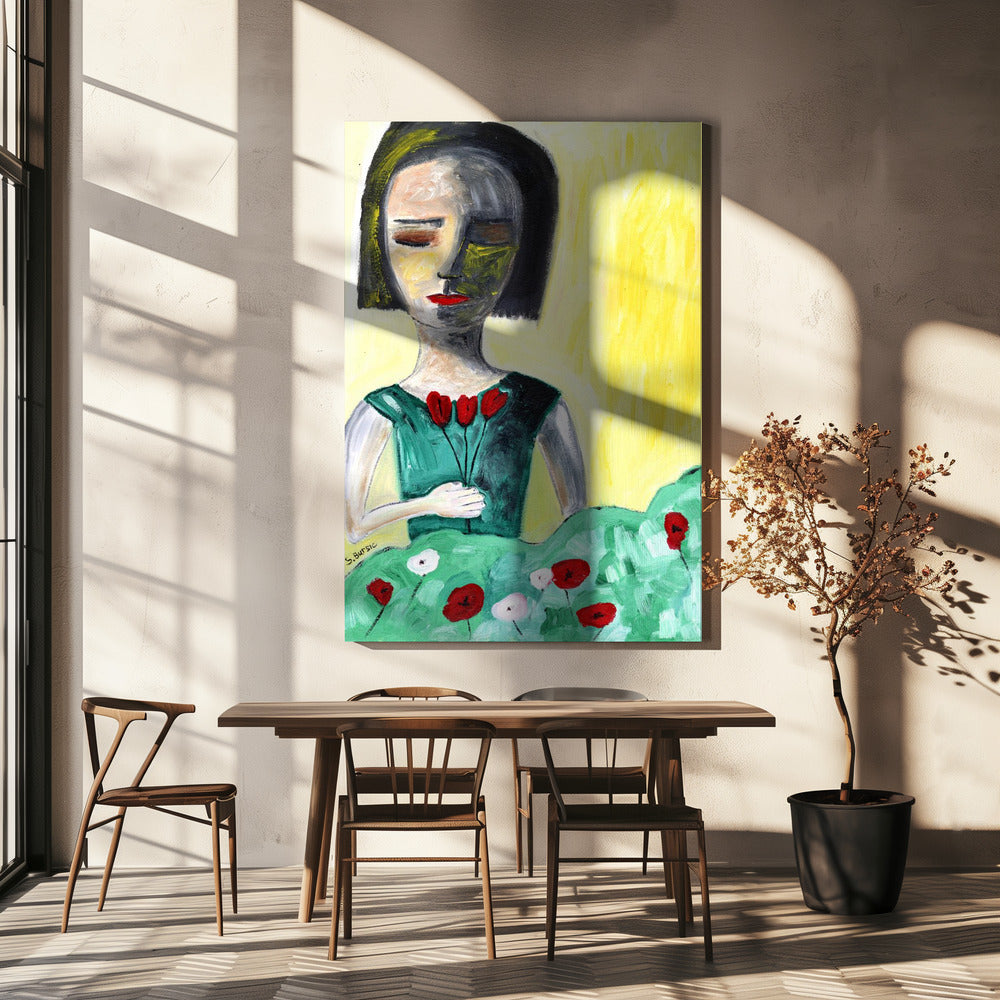 Dame im Garten | Leinwand
