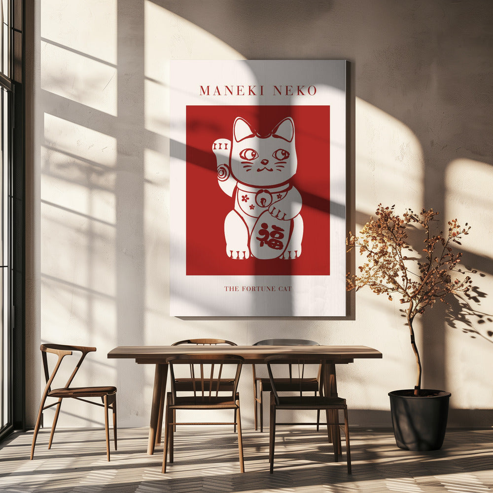 Maneki-Neko Katze Rot | Leinwand