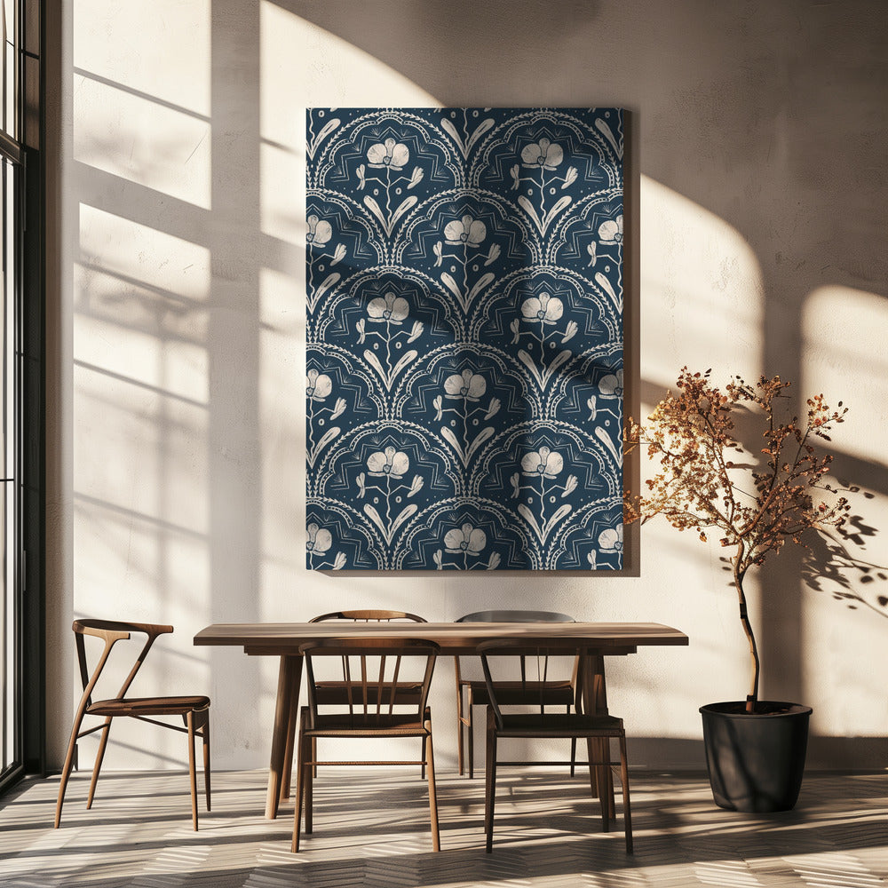Boho Orchideenfliesen Muster | Leinwand