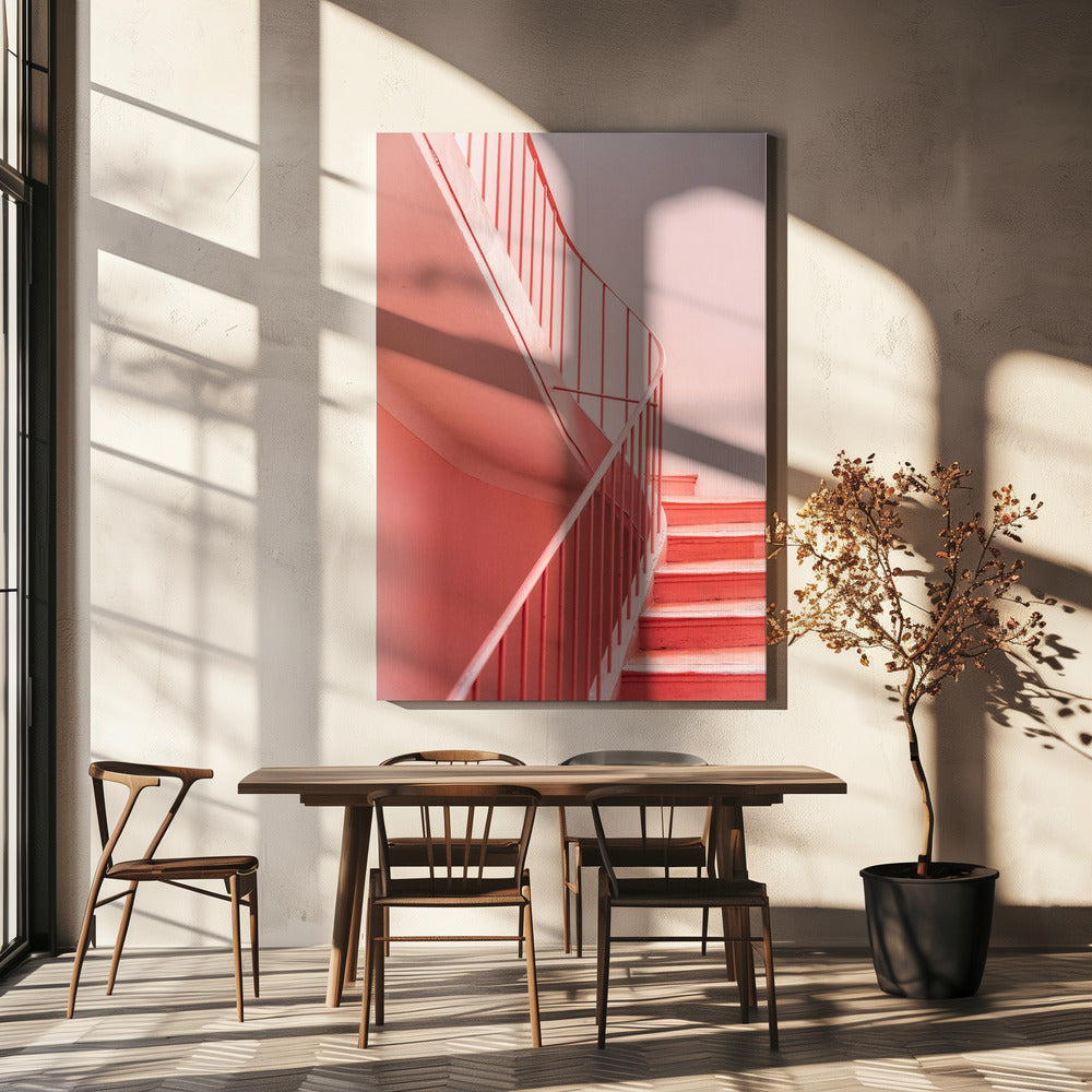 Pink Steps Cannes | Architektonischer Minimalismus | Leinwand