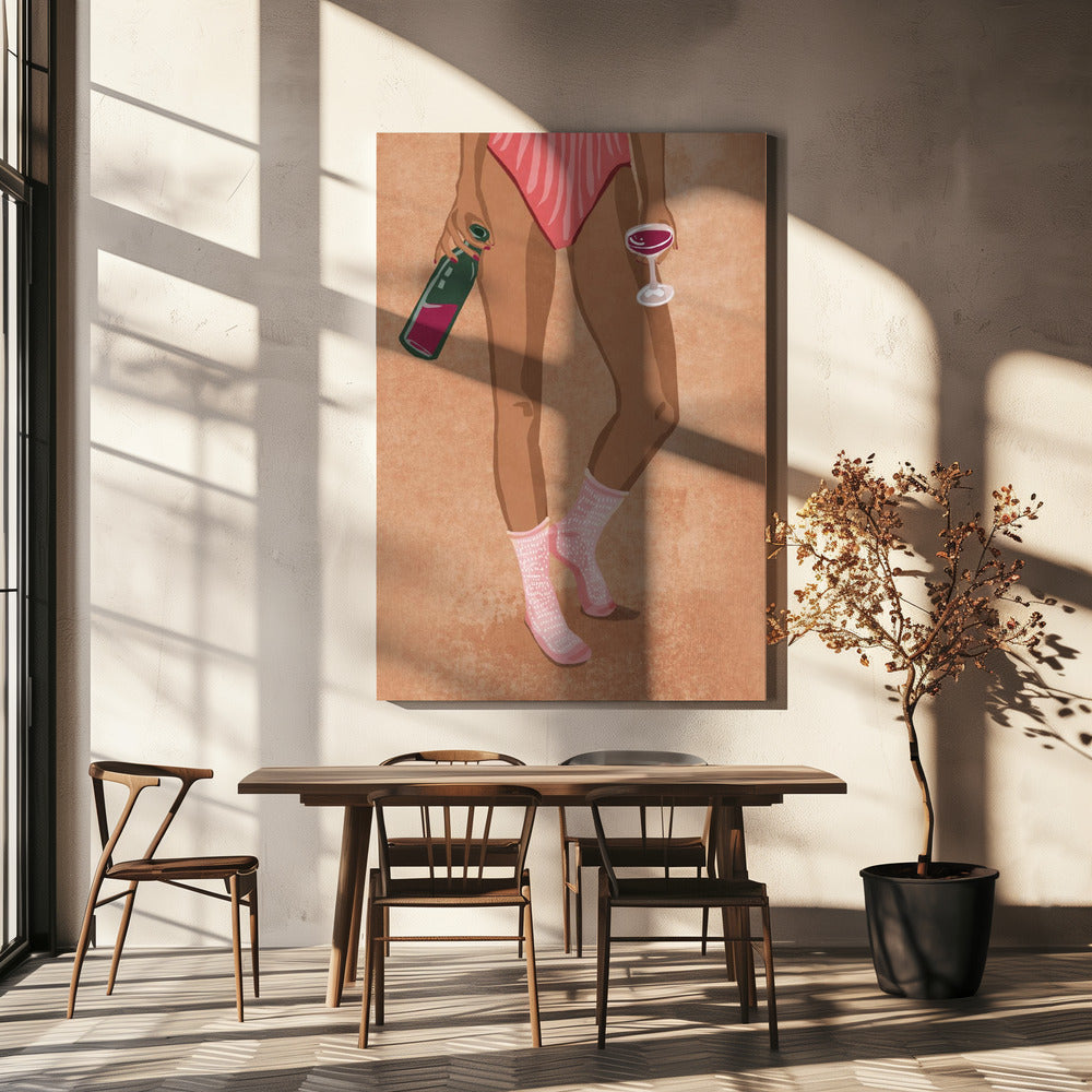 Wein und Socken | Leinwand