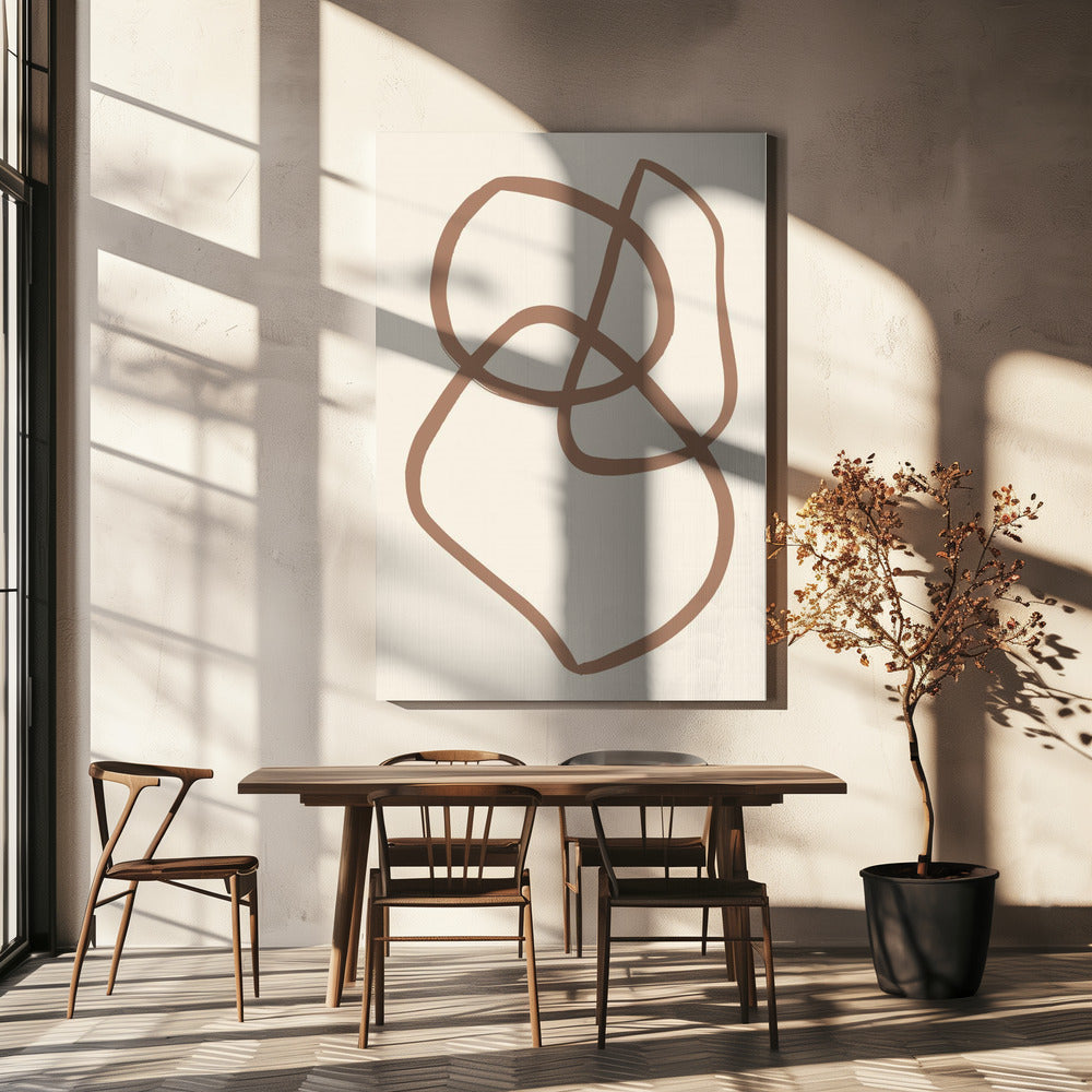 Abstrakte Linien Mokka 5 | Leinwand