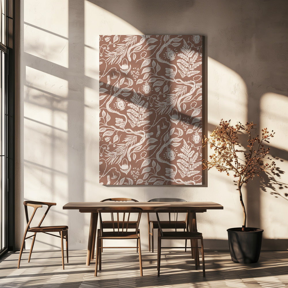 Cabincore Szenenmuster - Mokka-Mousse | Leinwand
