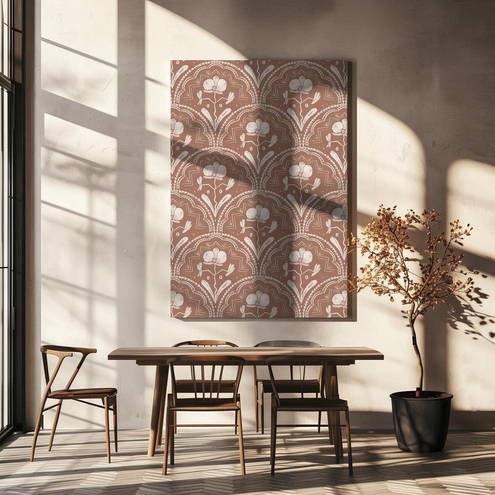 Boho Orchideenfliesen Muster | Leinwand