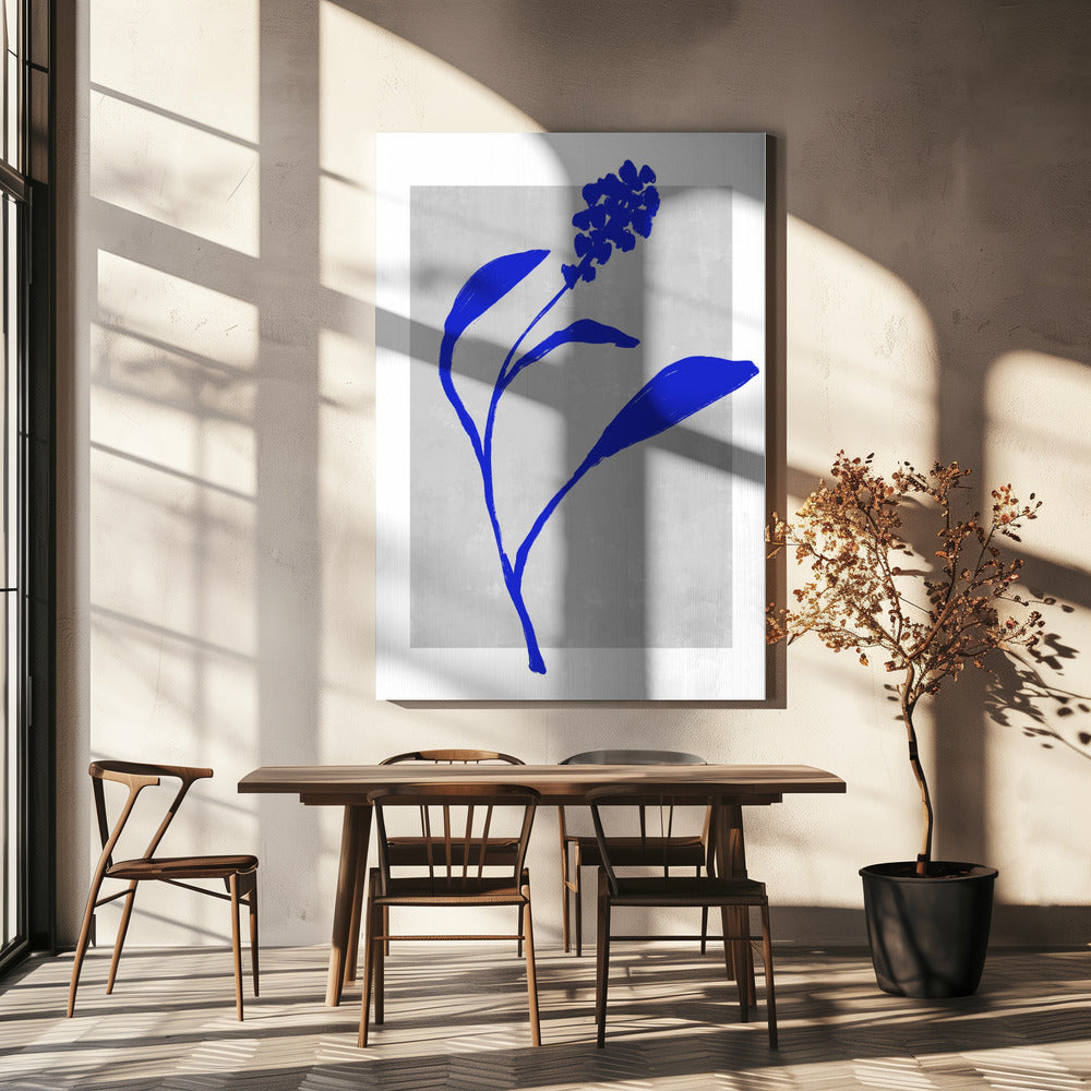 Azurblaue Blütensilhouette | Leinwand