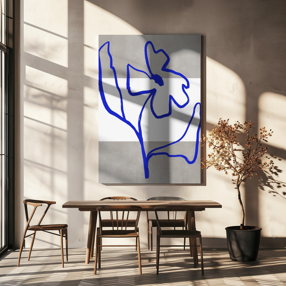 Blaue Linie Blüte | Leinwand