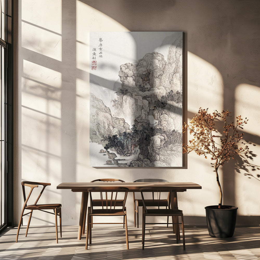 Japanische Felslandschaft, Vintage Illustration | Leinwand