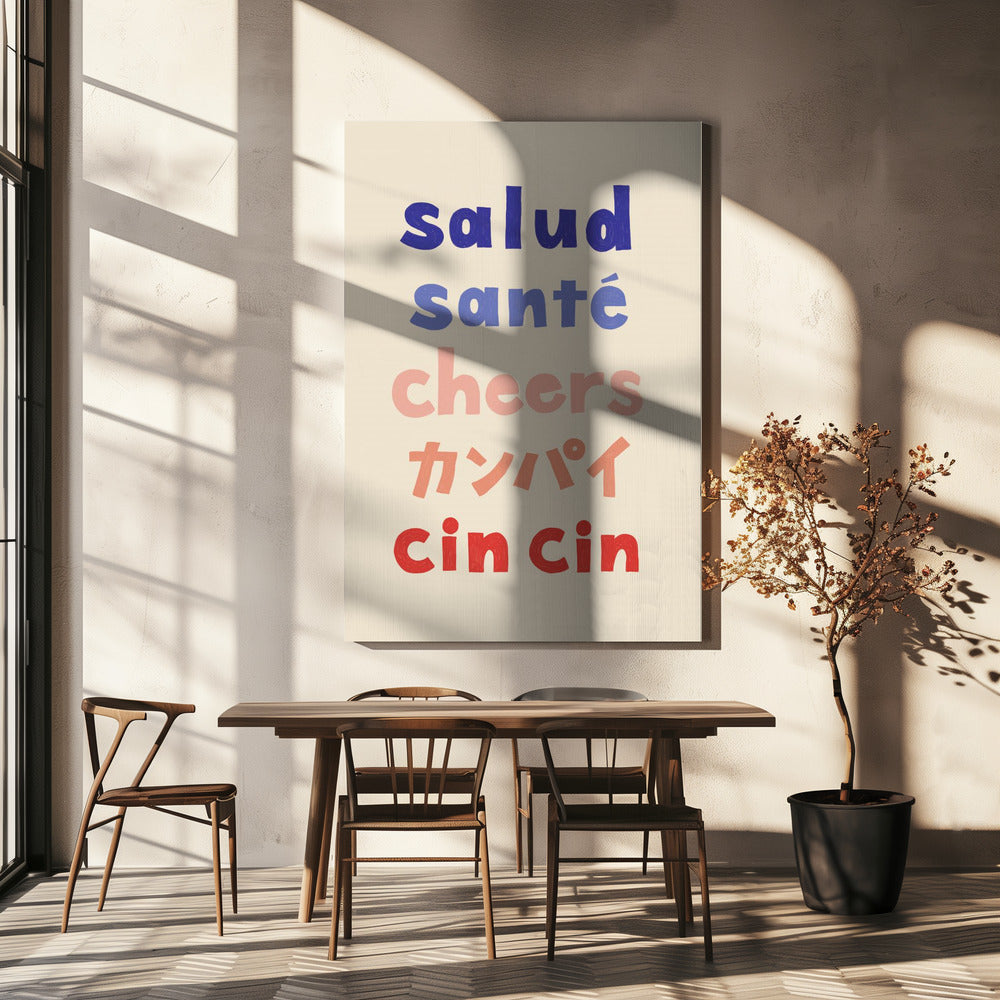 Prost Typografie - Salud Santé Prost Kanpai Cin cin | Leinwand