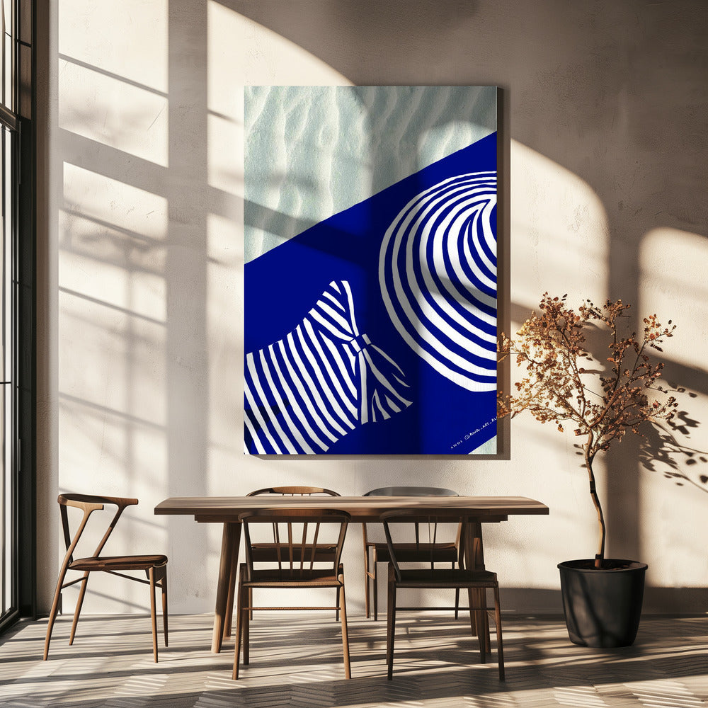 Strand-Wandkunst, Sonnenbaden am Mittelmeer, Kunstdruck | Leinwand