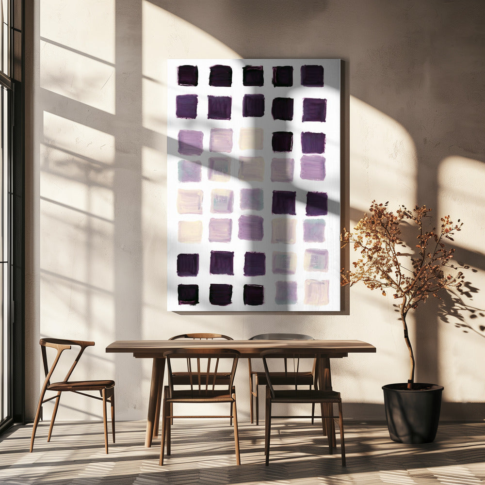 Lila karierter quadratischer Druck | Leinwand